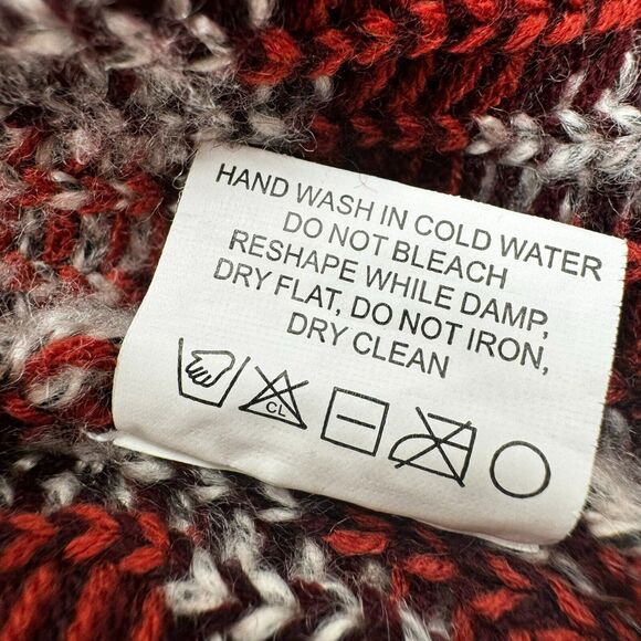 QUINN Women's Medium Open Front Cardigan Sweater Beige Orange Southwestern Aztec - Picture 6 of 9